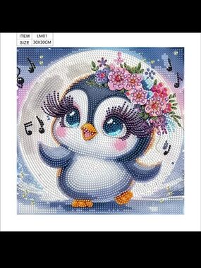 Cute Sparkly Penguin Diamond Art Kit